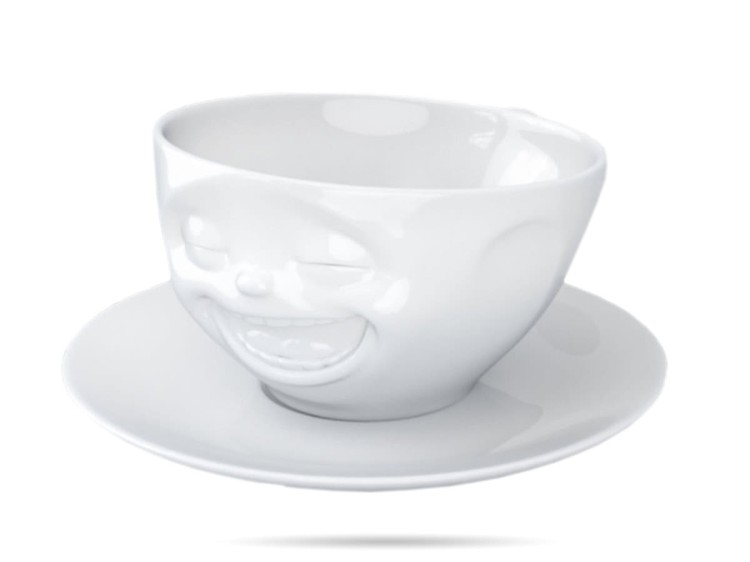 Uśmiechnięta filiżanka ze spodkiem LAUGHING prezent Tassen 58PRODUCTS