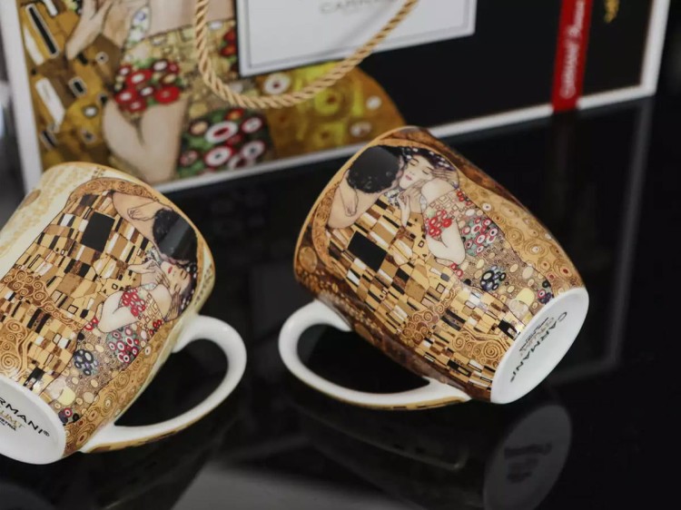 Kubki Klimt Pocałunek 450 ml 2 szt porcelana na prezent CARMANI