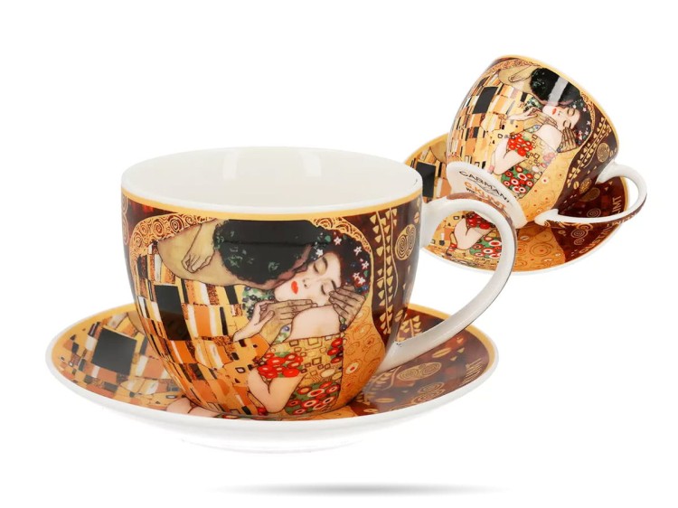 Filiżanka ze spodkiem Klimt Pocałunek 250 ml porcelana CARMANI