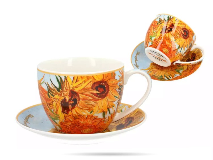 Filiżanka ze spodkiem Van Gogh Słoneczniki 250 ml porcelana prezent CARMANI