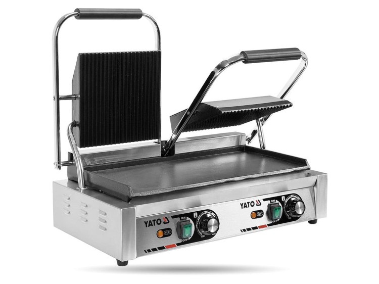 Podwójny grill gastro 1/2 PŁASKI 58CM 3,6KW YATO