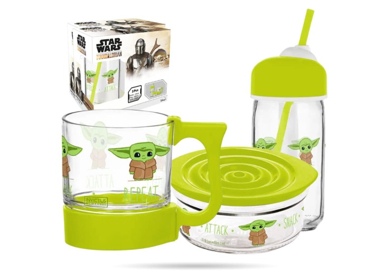 Lunchbox Mandalorian Star Wars szklany zestaw TRIO INVICTUS 1928