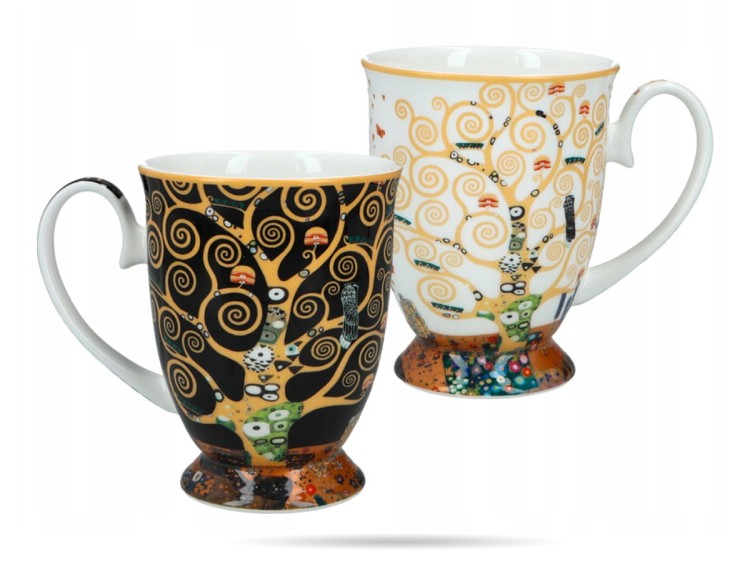 Kubki w sercu Klimt Drzewo życia 300 ml 2 szt porcelana na prezent CARMANI