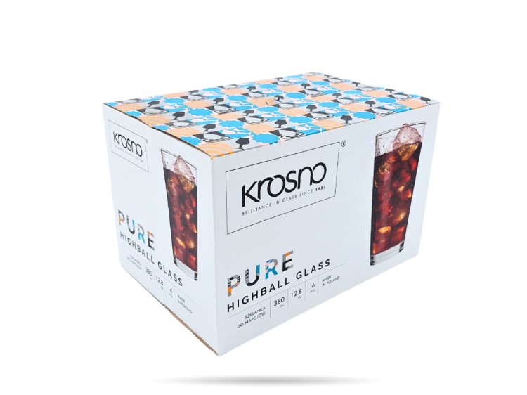 Szklanki do napojów 380 ml szklanki wysokie zestaw 6 szt Pure KROSNO