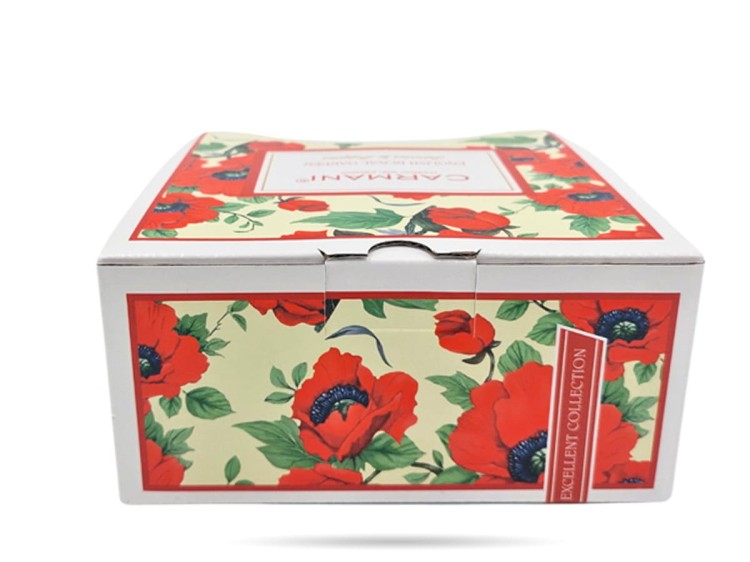 Filiżanka ze spodkiem kwiaty maki 250 ml porcelana na prezent CARMANI
