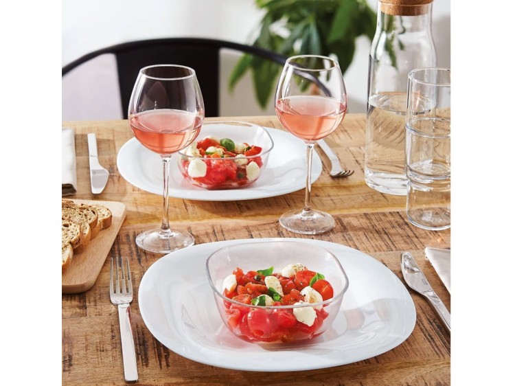 Serwis obiadowy z salaterką dla 12 osób 37 el czarno biały Carine LUMINARC