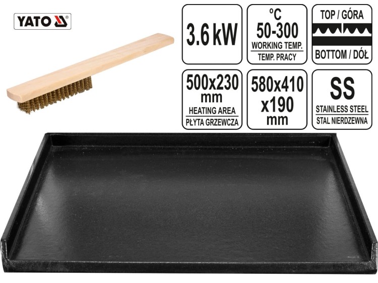 Podwójny grill gastro 1/2 PŁASKI 58CM 3,6KW YATO