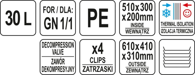 Pojemnik cateringowy izotermiczny 30 L YATO