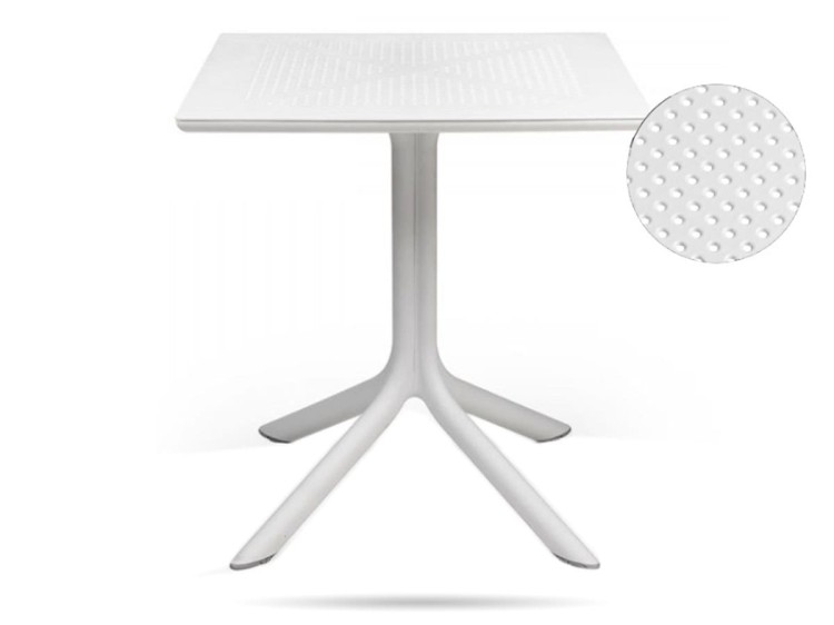 Stół kwadratowy Clip bianco biały średnica 70 cm NARDI
