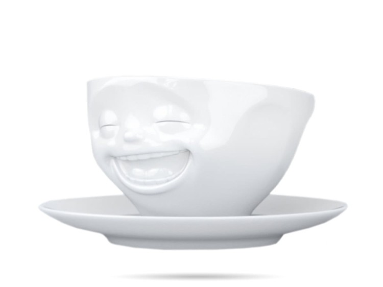 Uśmiechnięta filiżanka ze spodkiem LAUGHING prezent Tassen 58PRODUCTS