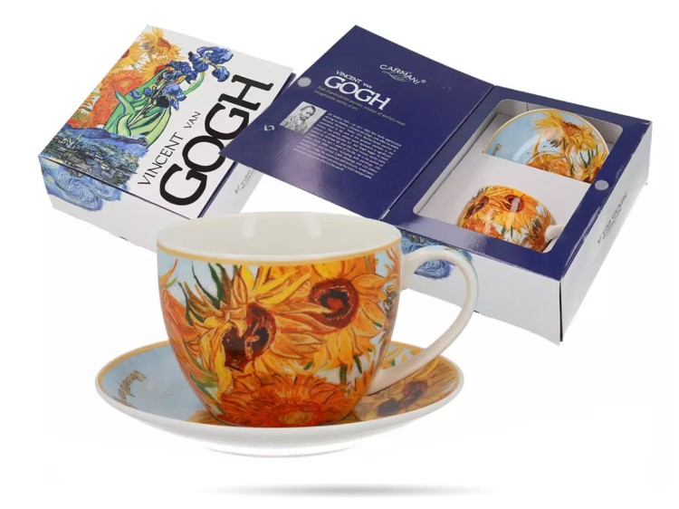 Filiżanka ze spodkiem Van Gogh Słoneczniki 250 ml porcelana prezent CARMANI