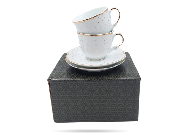 Filiżanki ze spodkami 220 ml 2 szt prezent Alessia PORCELANA BOGUCICE
