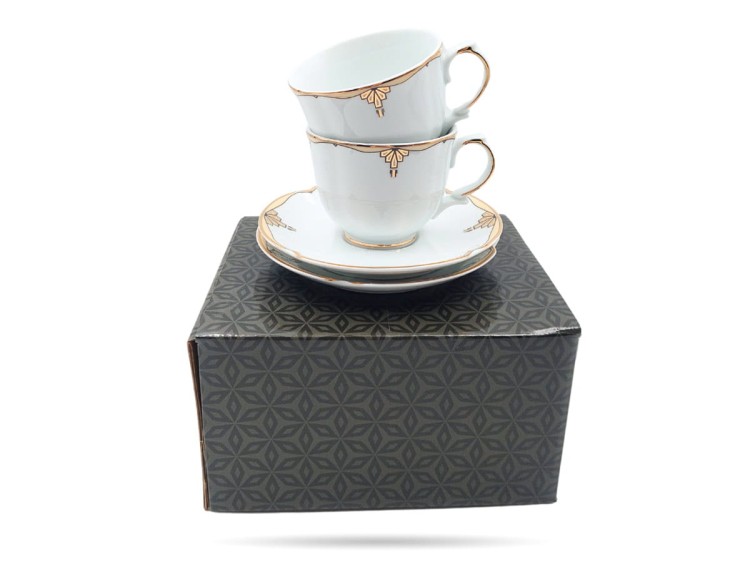 Filiżanki ze spodkami 220 ml 2 szt prezent Clara PORCELANA BOGUCICE