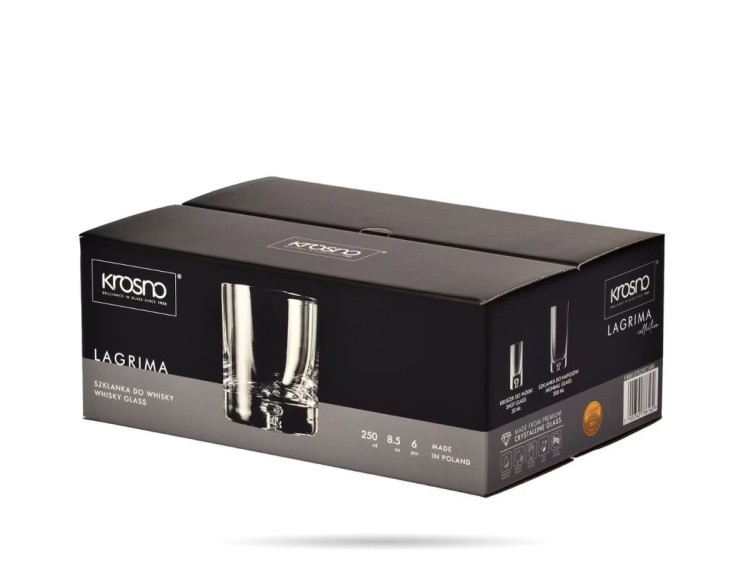 Szklanki do whisky Lagrima 250 ml zestaw 6 szt KROSNO