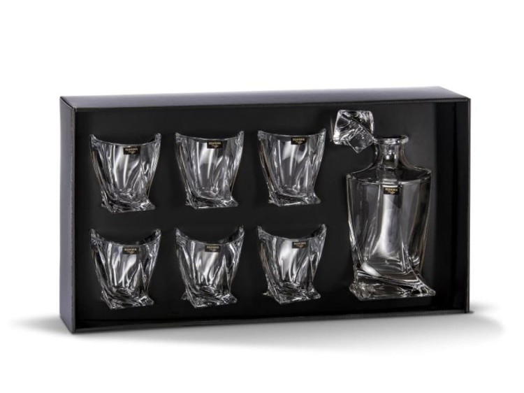 Zestaw do whisky Prestige Quadro karafka + 6 szklanek kryształ BOHEMIA
