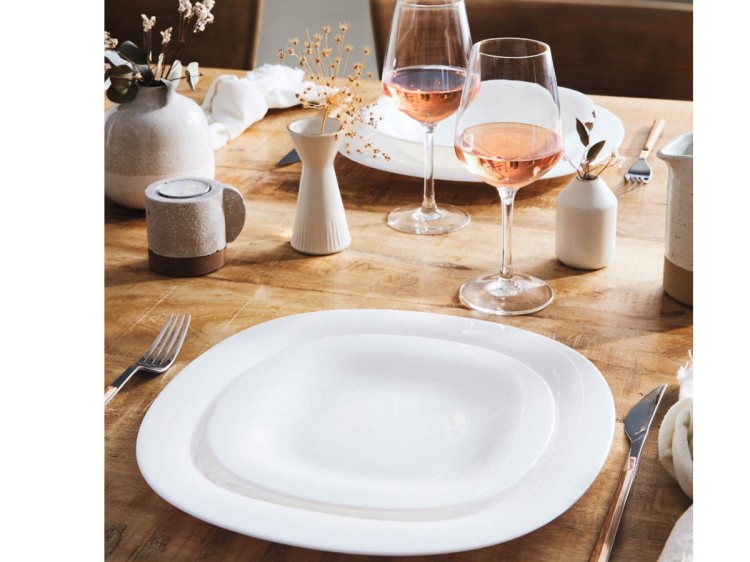 Serwis obiadowy z salaterką dla 6 osób 19 el czarno biały Carine LUMINARC