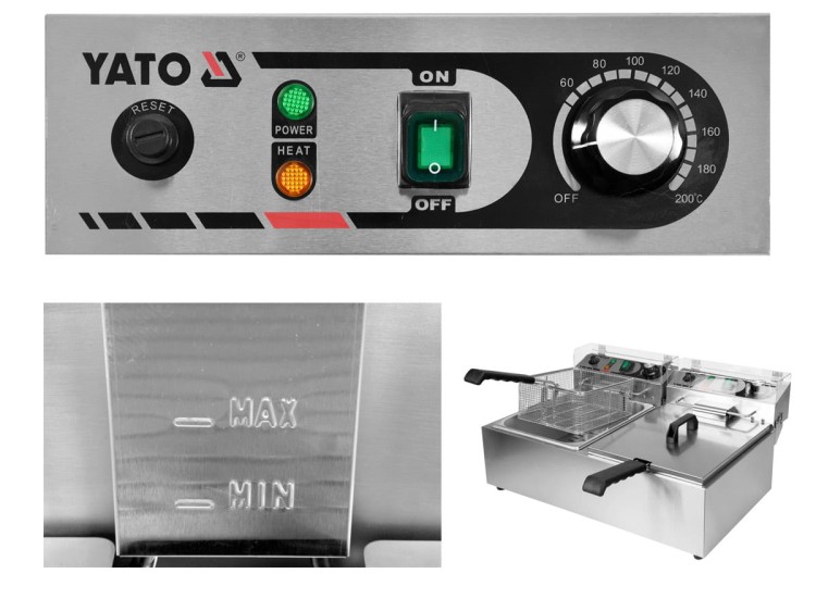 Frytkownica podwójna gastronomiczna 2 x 10 l YATO