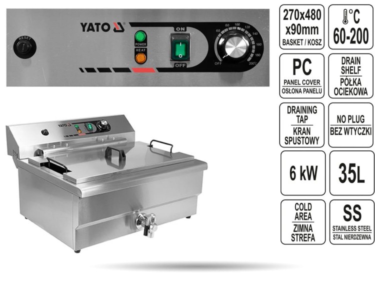 Smażalnik z kranikiem 35L 6 kW YATO