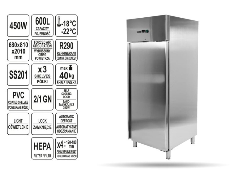 Szafa mroźnicza 1-drzwiowa 600L YATO
