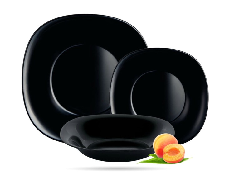 Serwis obiadowy dla 6 osób 18 elementów czarny Carine LUMINARC