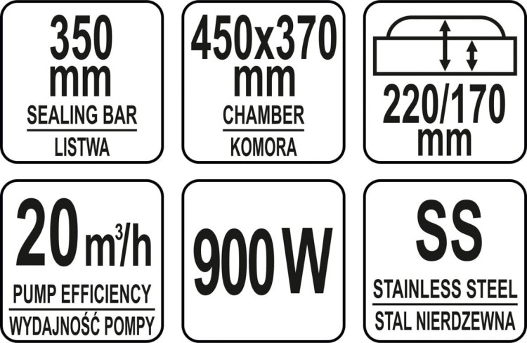 Komorowa pakowarka próżniowa 350 mm YATO