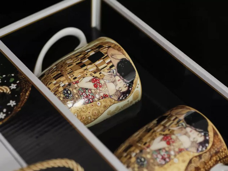 Kubki Klimt Pocałunek 450 ml 2 szt porcelana na prezent CARMANI