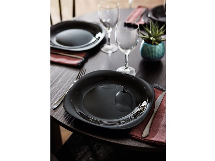 Serwis obiadowy dla 6 osób 18 elementów czarny Carine LUMINARC