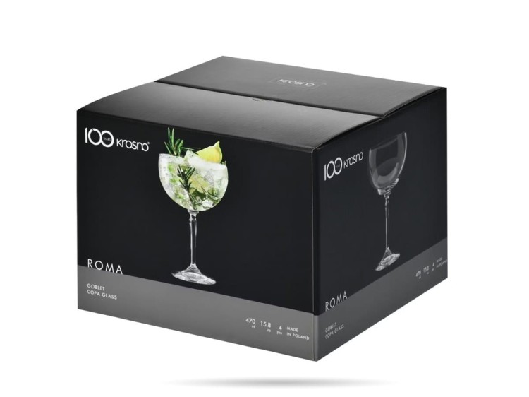 Kieliszki do wody koktajli 470 ml zestaw 4 szt goblet Roma KROSNO