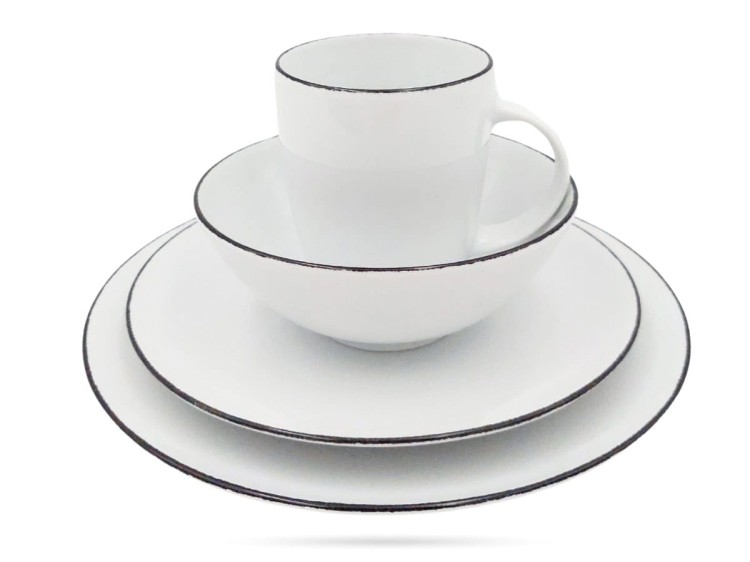 Komplet naczyń ze sztućcami dla 2 os 16 el Duet prezent porcelana LUBIANA