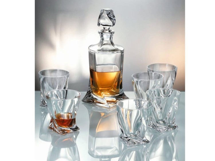 Zestaw do whisky Prestige Quadro karafka + 6 szklanek kryształ BOHEMIA