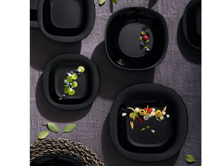 Serwis obiadowy dla 12 osób 36 elementów czarno biały Carine LUMINARC