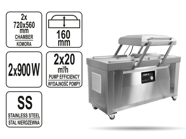 Dwukomorowa pakowarka próżniowa 600 mm YATO