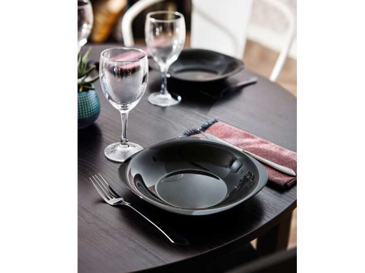 Serwis obiadowy dla 6 osób 18 elementów czarny Carine LUMINARC