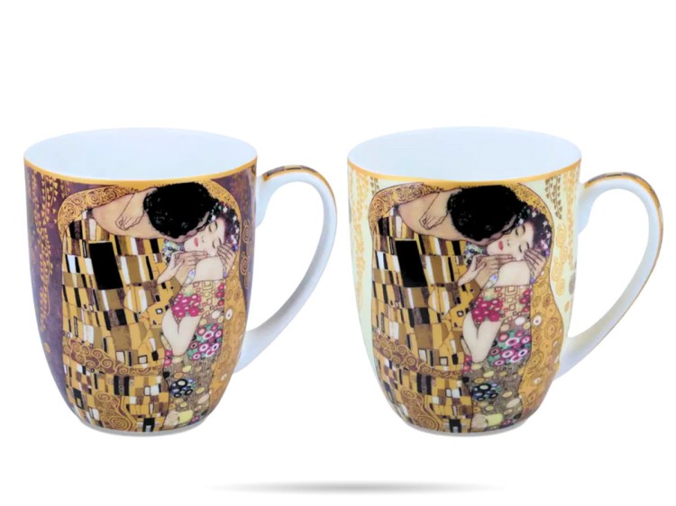 Kubki Klimt Pocałunek 450 ml 2 szt porcelana na prezent CARMANI