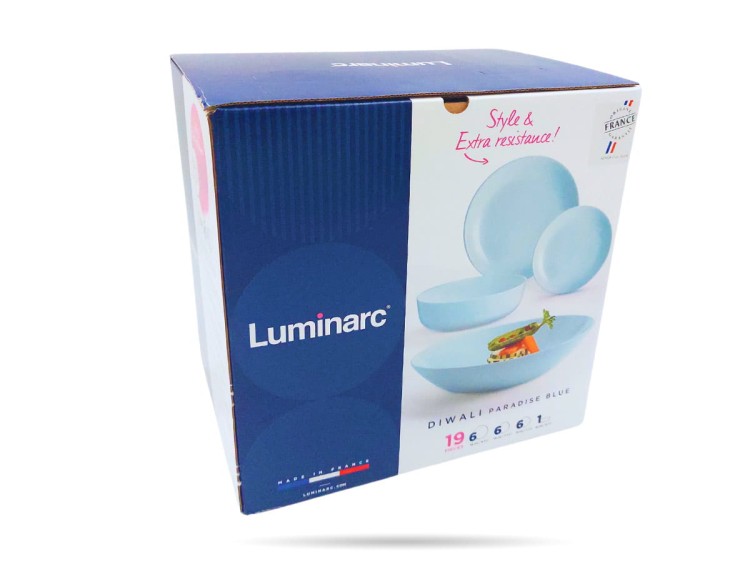 Serwis obiadowy salaterka 6 os 19 el niebieski Paradise Blue Diwali LUMINARC