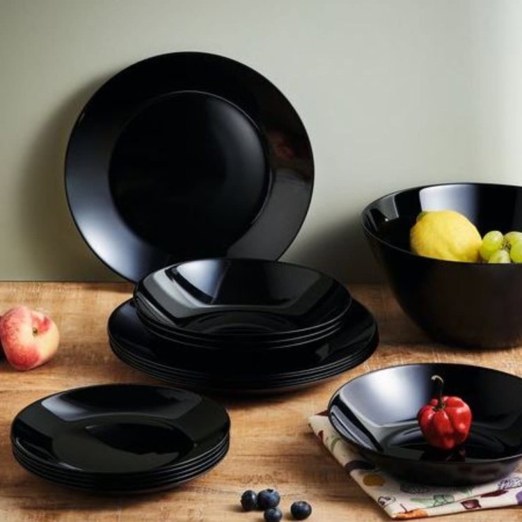 Serwis obiadowy dla 6 osób 18 el czarny Zelie ARCOPAL