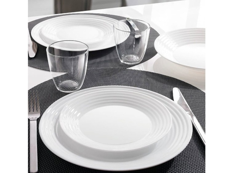 Serwis kawowo obiadowy dla 6 os 38 el czarno - biały Harena LUMINARC