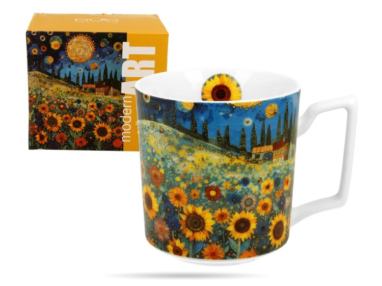 Kubek pole słoneczników Modern 450 ml porcelana na prezent DUO