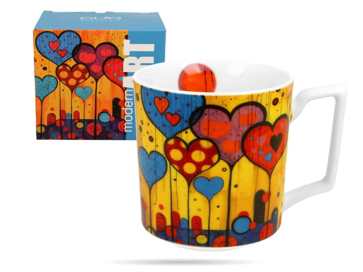 Kubek serca Modern 450 ml porcelana na prezent DUO