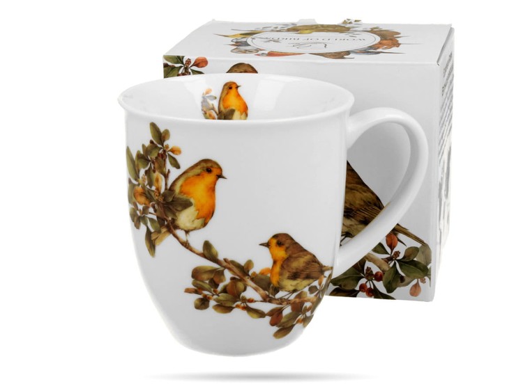 Kubek ptaki rudziki 400 ml Ptasi świat porcelana prezentowa DUO