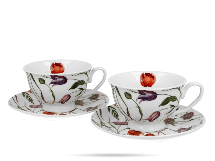 Filiżanki w kwiaty 250 ml 2 filiżanki ze spodkami Royal porcelana DUO