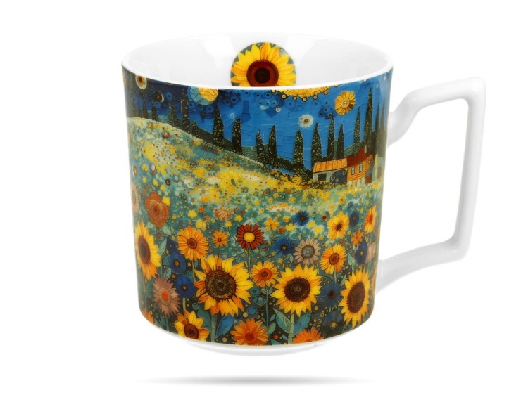 Kubek pole słoneczników Modern 450 ml porcelana na prezent DUO