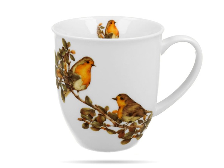 Kubek ptaki rudziki 400 ml Ptasi świat porcelana prezentowa DUO