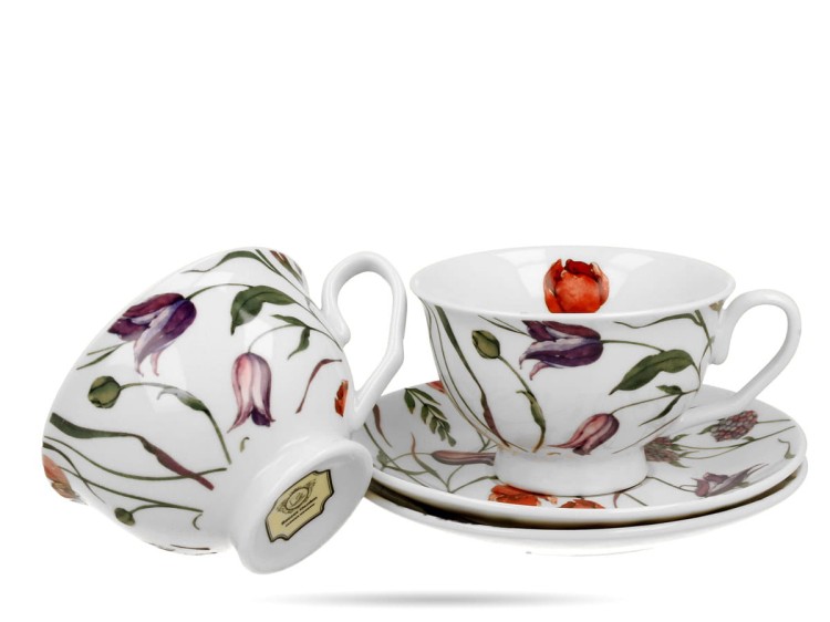 Filiżanki w kwiaty 250 ml 2 filiżanki ze spodkami Royal porcelana DUO
