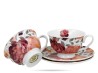 Filiżanki w kwiaty 250 ml 2 filiżanki ze spodkami róże Royal porcelana DUO