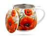 Kubek baryłka z zaparzaczem maki polne 430 ml porcelana prezent DUO
