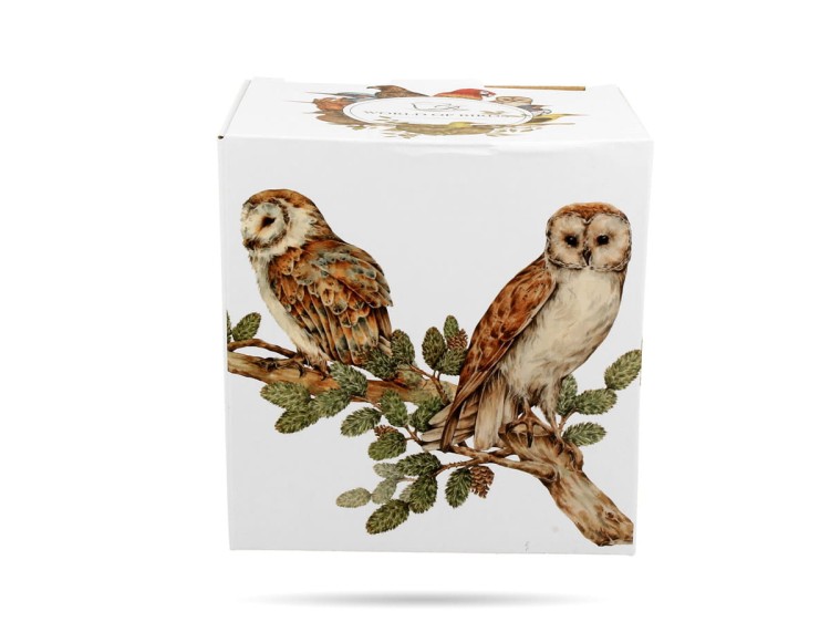 Kubek z zaparzaczem ptaki sowy 400 ml Ptasi świat porcelana prezent DUO