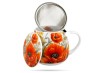 Kubek baryłka z zaparzaczem maki polne 430 ml porcelana prezent DUO