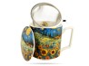 Kubek z zaparzaczem pole słoneczników Modern 450 ml porcelana prezent DUO