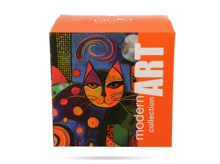 Kubek z zaparzaczem kot Modern 450 ml porcelana na prezent DUO